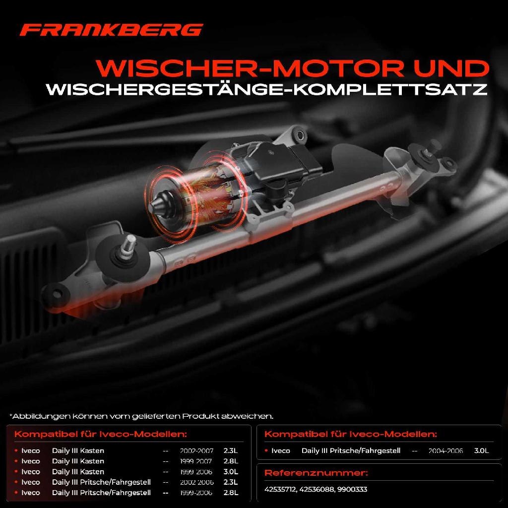 Frankberg 1x Wischerarm Scheibenwischer Vorne für Iveco Daily III Kasten Pritsche 1999-2007