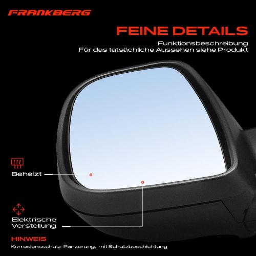 Frankberg 1x Außenspiegel Links für Citroën Berlingo B9 M Peugeot Partner Tepee 2008-2024 Bild Frankberg 1x Außenspiegel Links für Citroën Berlingo B9 M Peugeot Partner Tepee 2008-2024