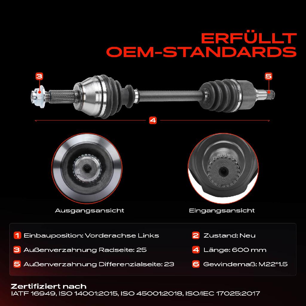 1x Antriebswelle Vorderachse Links für Ford Escort V VI Orion III GAL 1.4L-1.8L 1990-1999