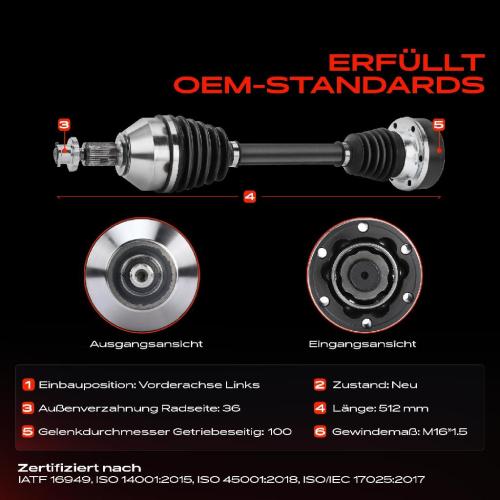 1x Antriebswelle Vorderachse Links für VW Polo 6C1 6R1 Skoda Fabia III NJ3 NJ5 Audi A1 Seat Ibiza Bild 1x Antriebswelle Vorderachse Links für VW Polo 6C1 6R1 Skoda Fabia III NJ3 NJ5 Audi A1 Seat Ibiza