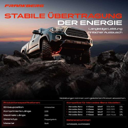 Frankberg 1x Kardanwelle Gelenkwelle Hinterachse für Mercedes-Benz V-Klasse W447 2.1L Bj ab 2014 Bild Frankberg 1x Kardanwelle Gelenkwelle Hinterachse für Mercedes-Benz V-Klasse W447 2.1L Bj ab 2014