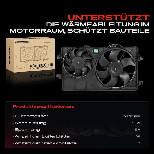 Frankberg 1x Motorkühller Doppellüfter mit Kühlerlüfterrahmen Ford Tourneo Transit Connect 1.8L Bild Frankberg 1x Motorkühller Doppellüfter mit Kühlerlüfterrahmen Ford Tourneo Transit Connect 1.8L