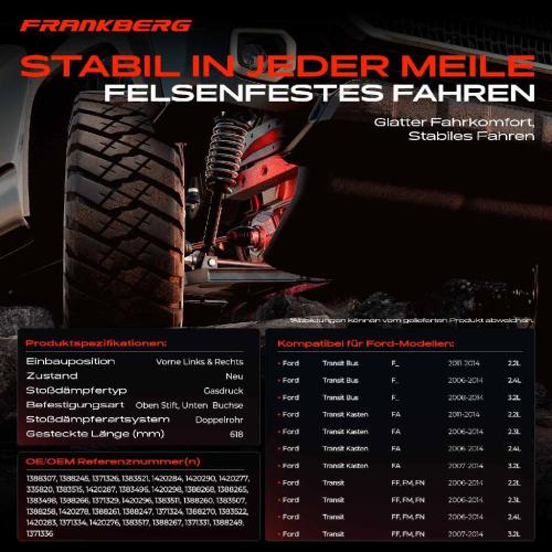 2x Stoßdämpfer Vorderachse für Ford Transit FB FC FD FS FZ FA FF FM FN 2006-2014 Bild 2x Stoßdämpfer Vorderachse für Ford Transit FB FC FD FS FZ FA FF FM FN 2006-2014