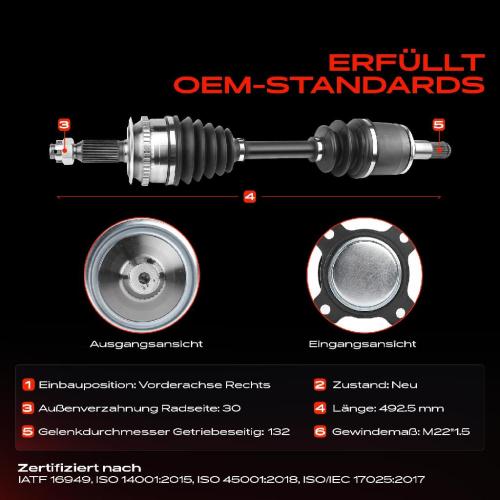 1x Antriebswelle Vorderachse Rechts für Mitsubishi L200/Triton KAT KBT Bild 1x Antriebswelle Vorderachse Rechts für Mitsubishi L200/Triton KAT KBT