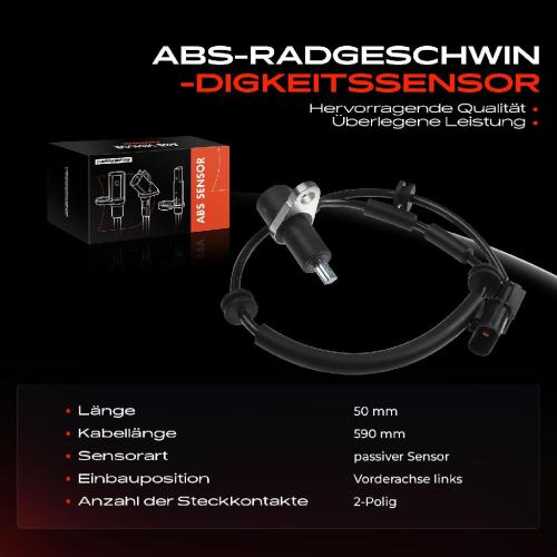 Frankberg 1x ABS Sensor Vorderachse links für Hyundai Terracan HP 2.5L 2.9L 3.5L 2001-2006 Bild Frankberg 1x ABS Sensor Vorderachse links für Hyundai Terracan HP 2.5L 2.9L 3.5L 2001-2006
