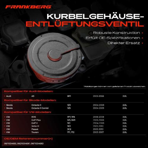 1x Ventil Kurbelgehäusentlüftung für VW Golf 1K1 Passat Audi A3 A4 Skoda Octavia Bild 1x Ventil Kurbelgehäusentlüftung für VW Golf 1K1 Passat Audi A3 A4 Skoda Octavia