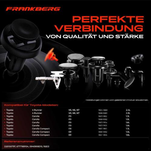 Frankberg 20x Befestigungsclips Verkleidung Türverkleidung für Toyota Corolla Levin Coupe Liftback 4 Runner Bild Frankberg 20x Befestigungsclips Verkleidung Türverkleidung für Toyota Corolla Levin Coupe Liftback 4 Runner