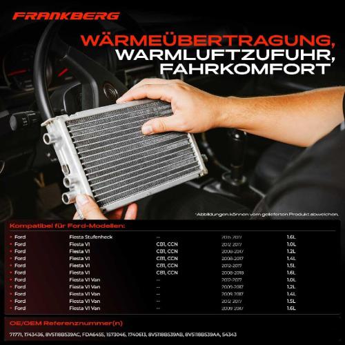 1x Wärmetauscher Innenraumheizung für Ford Fiesta VI CB1 CCN Stufenheck Van 1.0L 1.6L Bild 1x Wärmetauscher Innenraumheizung für Ford Fiesta VI CB1 CCN Stufenheck Van 1.0L 1.6L
