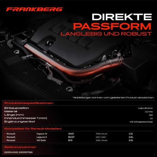 Frankberg 1x Kühlerschlauch Turboschlauch für Renault Espace IV JK0/1 Laguna II BG0/1 Vel Satis BJ0 2.0L Bj ab 2006 Bild Frankberg 1x Kühlerschlauch Turboschlauch für Renault Espace IV JK0/1 Laguna II BG0/1 Vel Satis BJ0 2.0L Bj ab 2006