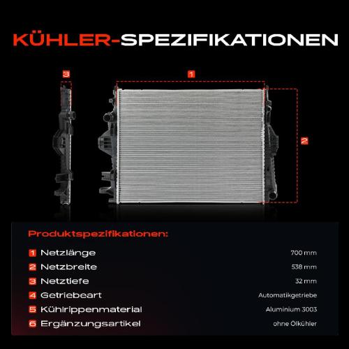1x Kühler Wasserkühler Motorkühler für VW Touareg 7P5 7P6 4.2L 2010-2018 Bild 1x Kühler Wasserkühler Motorkühler für VW Touareg 7P5 7P6 4.2L 2010-2018