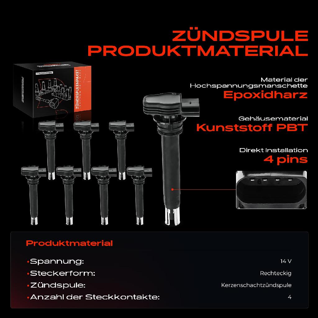 8x Zündmodul Zündspule für VW Golf Plus V Variant VI Polo Passat Sharan Tiguan Touareg Touran Transporter Bus