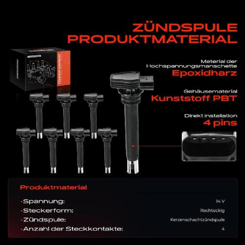 8x Zündmodul Zündspule für VW Golf Plus V Variant VI Polo Passat Sharan Tiguan Touareg Touran Transporter Bus Bild 8x Zündmodul Zündspule für VW Golf Plus V Variant VI Polo Passat Sharan Tiguan Touareg Touran Transporter Bus