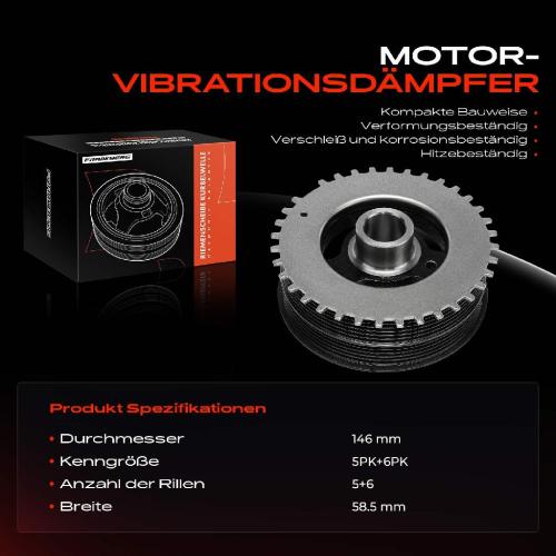 Frankberg 1x Riemenscheibe Kurbelwelle für Ford C-Max DM2 Focus II Volvo S40 II V50 2004-2012 Bild Frankberg 1x Riemenscheibe Kurbelwelle für Ford C-Max DM2 Focus II Volvo S40 II V50 2004-2012