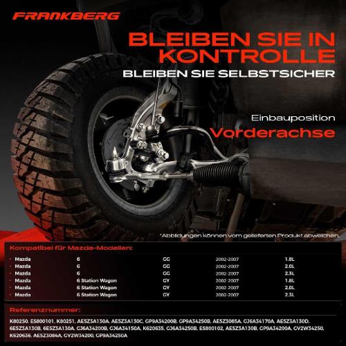 1x Querlenker Satz Vorderachse für Mazda 6 Hatchback Station Wagon Stufenheck 1.8L 2.0L 2.3L 2002-2007 Bild 1x Querlenker Satz Vorderachse für Mazda 6 Hatchback Station Wagon Stufenheck 1.8L 2.0L 2.3L 2002-2007