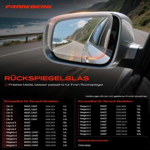 1x Spiegelglas Außenspiegel rechts für Renault Clio III Megane Scénic Laguna Bild 1x Spiegelglas Außenspiegel rechts für Renault Clio III Megane Scénic Laguna