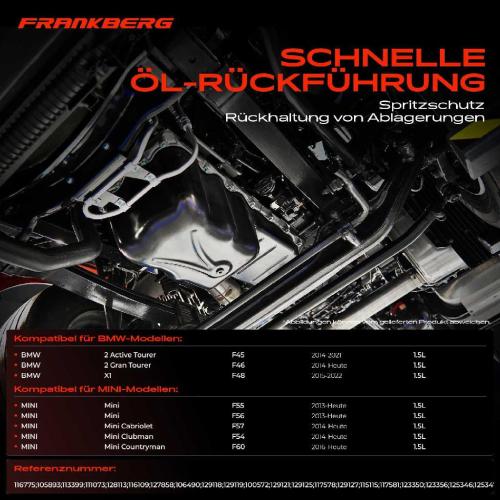 Frankberg 1x Ölwanne Motorölwanne für BMW F45 F46 216 218 X1 F48 MINI F54 F55 F56 F57 F60 1.5L Bj ab 2013 Bild Frankberg 1x Ölwanne Motorölwanne für BMW F45 F46 216 218 X1 F48 MINI F54 F55 F56 F57 F60 1.5L Bj ab 2013