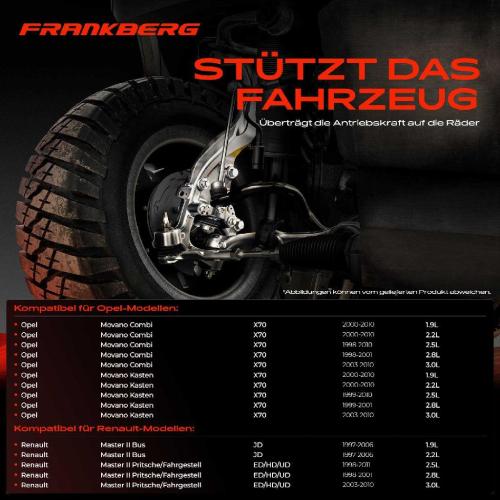 Frankberg 1x Achsschenkel Radaufhängung Vorderachse Rechts für Opel Movano Combi Kasten Kipper Renault Master II Bild Frankberg 1x Achsschenkel Radaufhängung Vorderachse Rechts für Opel Movano Combi Kasten Kipper Renault Master II