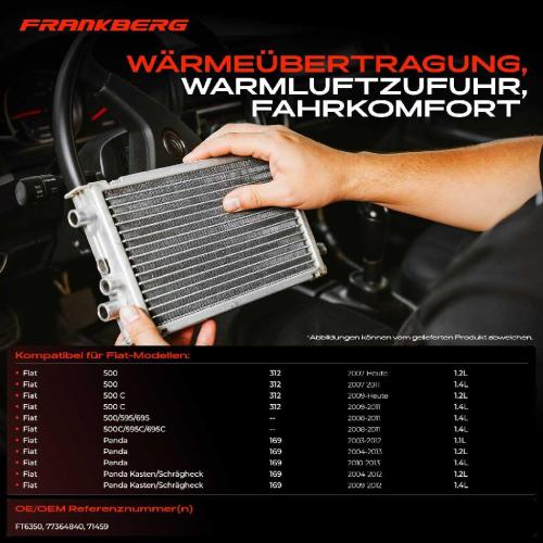 1x Wärmetauscher Innenraumheizung für Fiat 500 312 Panda 169 Bj ab 2003 1.2L-1.4L Bild 1x Wärmetauscher Innenraumheizung für Fiat 500 312 Panda 169 Bj ab 2003 1.2L-1.4L