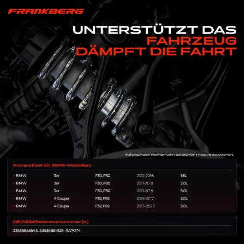 Frankberg 2x Fahrwerksfeder Hinterachse für BMW 3er F30 F80 4 Coupe F32 F82 1.6L 2.0L 3.0L Bj ab 2011 Bild Frankberg 2x Fahrwerksfeder Hinterachse für BMW 3er F30 F80 4 Coupe F32 F82 1.6L 2.0L 3.0L Bj ab 2011