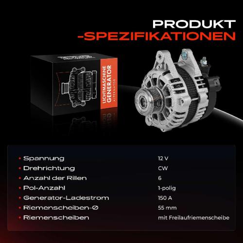 1x Lichtmaschine Generator für Hyundai Grand Santa Fé III KIA Sorento III Bild 1x Lichtmaschine Generator für Hyundai Grand Santa Fé III KIA Sorento III