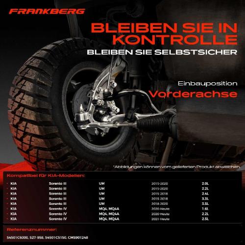 Frankberg 1x Querlenker Vorderachse für KIA Sorento III IV 2.0L 2.2L 2.4L 3.3L 3.5L 1.6L 2.5L Bj ab 2015 Bild Frankberg 1x Querlenker Vorderachse für KIA Sorento III IV 2.0L 2.2L 2.4L 3.3L 3.5L 1.6L 2.5L Bj ab 2015