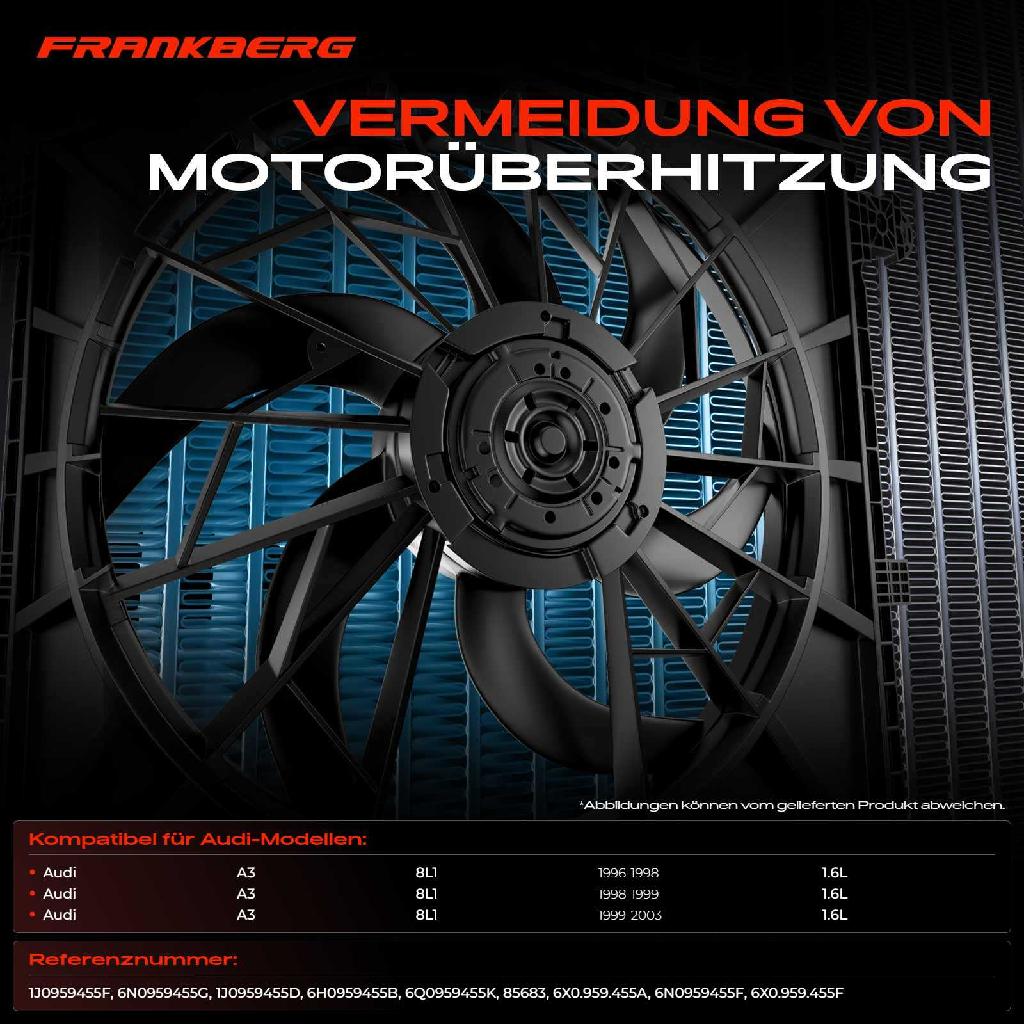 1x Motorkühller Einfachlüfter ohne Kühlerlüfterrahmen VW Golf 4 Polo Audi A3 TT Skoda Seat