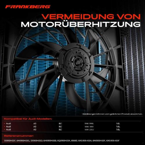 Frankberg 1x Motorkühller Einfachlüfter ohne Kühlerlüfterrahmen VW Golf 4 Polo Audi A3 TT Skoda Seat Bild Frankberg 1x Motorkühller Einfachlüfter ohne Kühlerlüfterrahmen VW Golf 4 Polo Audi A3 TT Skoda Seat