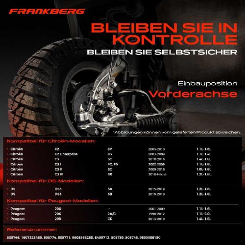 Frankberg 2x Koppelstange Vorderachse für Citroën C2 Enterprise C3 I II III Van Kasten/Schrägheck Pluriel C4 Bild Frankberg 2x Koppelstange Vorderachse für Citroën C2 Enterprise C3 I II III Van Kasten/Schrägheck Pluriel C4