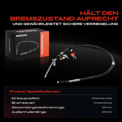 1x Seilzug Feststellbremse Hinterachse rechts für Toyota RAV 4 II A2 2000-2005 Bild 1x Seilzug Feststellbremse Hinterachse rechts für Toyota RAV 4 II A2 2000-2005