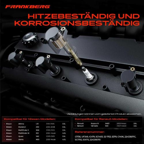 Frankberg 6x Zündspule Zündkerze für Nissan Altima Murano I Pathfinder II III Quest Xterra Renault Bild Frankberg 6x Zündspule Zündkerze für Nissan Altima Murano I Pathfinder II III Quest Xterra Renault