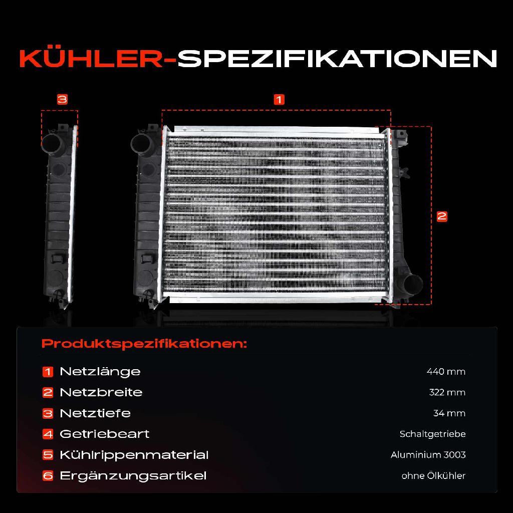 1x Kühler Wasserkühler Motorkühler für BMW 3ER E30 320i 325i 5ER E28 525i 528i