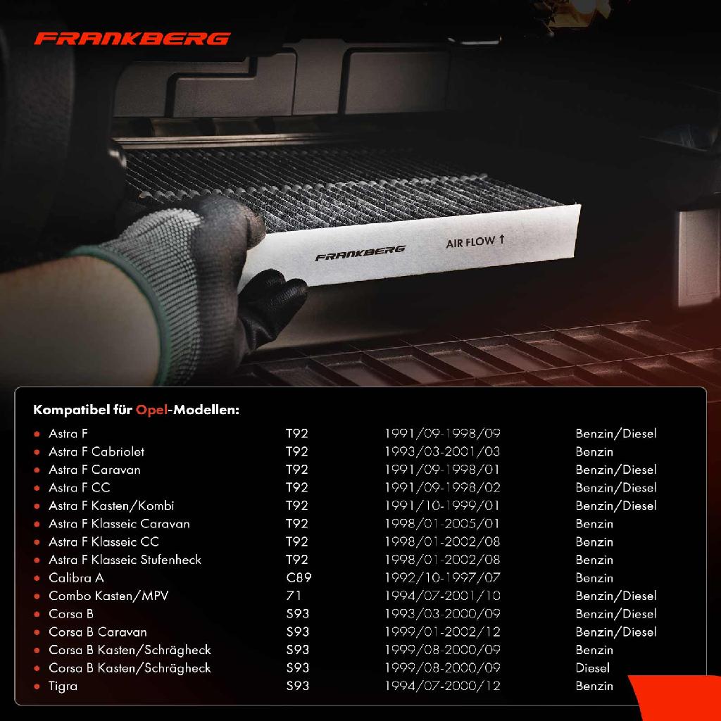 1x Innenraumfilter Aktivkohle für Opel Astra F Corsa B Combo Calibra A Tigra