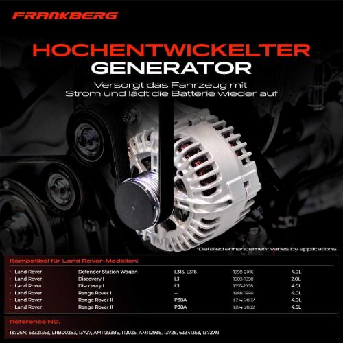 1x Lichtmaschine Generator für Land Rover Discovery I Range Rover 1 2 Defender Bild 1x Lichtmaschine Generator für Land Rover Discovery I Range Rover 1 2 Defender