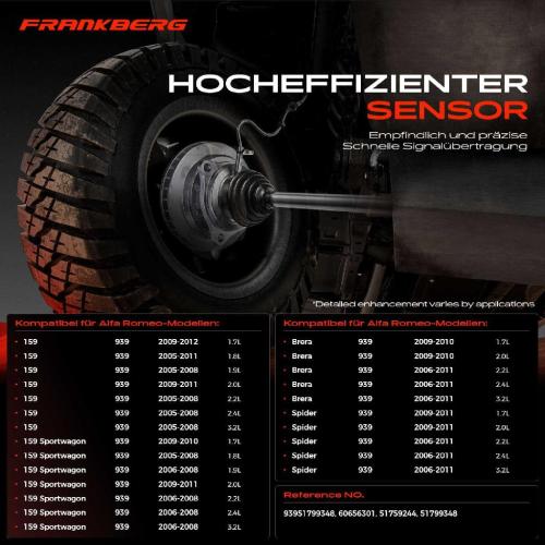 1x ABS Sensor Hinterachse beidseitig für Alfa Romeo 159 Sportwagon Brera Spider 1.7L 1.8L 1.9L 2005-2012 Bild 1x ABS Sensor Hinterachse beidseitig für Alfa Romeo 159 Sportwagon Brera Spider 1.7L 1.8L 1.9L 2005-2012