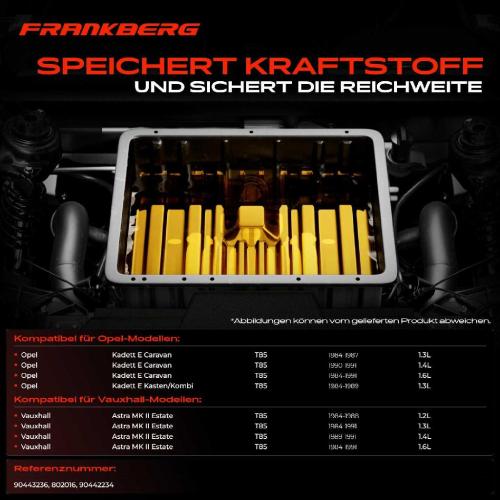 Frankberg 1x Kraftstofftank Kraftstoffbehälter für Opel Kadett E Vauxhall 1.2L-1.6L Bild Frankberg 1x Kraftstofftank Kraftstoffbehälter für Opel Kadett E Vauxhall 1.2L-1.6L