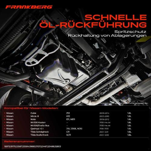 Frankberg 1x Ölwanne Motorölwanne für Nissan Cube Micra III Note NV200 Qashqai 2 I Tiida 2005-2018 1.6L Bild Frankberg 1x Ölwanne Motorölwanne für Nissan Cube Micra III Note NV200 Qashqai 2 I Tiida 2005-2018 1.6L