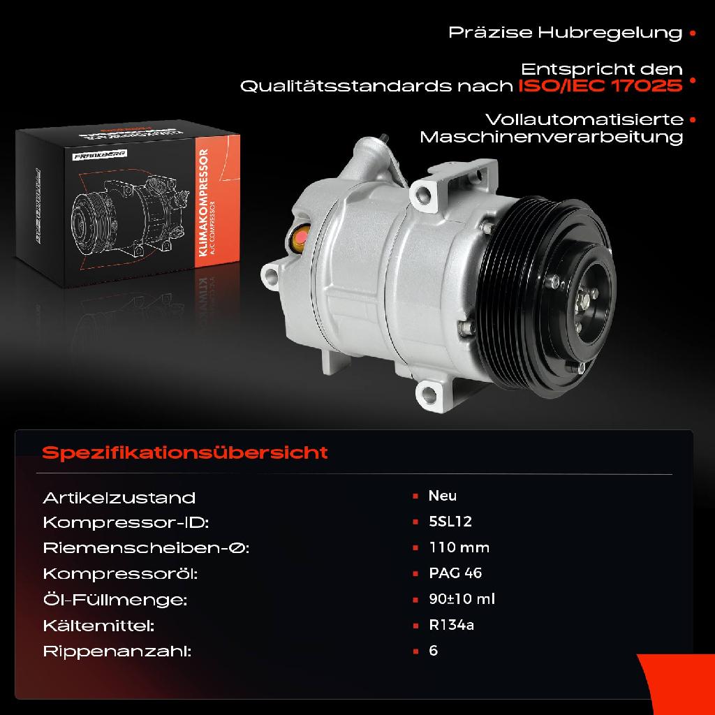 1x Klimakompressor für Opel Corsa D S07 Fiat Doblo Punto Linea Alfa Romeo 1.2L Bj ab 2005