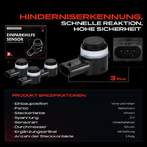 Frankberg 4x Parksensor PDC Sensor Vorne und Hinten für VW Golf Audi A3-A8 Q2-Q8 Skoda Seat Porsche 911 Bild Frankberg 4x Parksensor PDC Sensor Vorne und Hinten für VW Golf Audi A3-A8 Q2-Q8 Skoda Seat Porsche 911