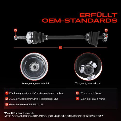 Frankberg 1x Antriebswelle Vorderachse Links für Renault Megane Scenic JA0/1 1997-1999 Bild Frankberg 1x Antriebswelle Vorderachse Links für Renault Megane Scenic JA0/1 1997-1999