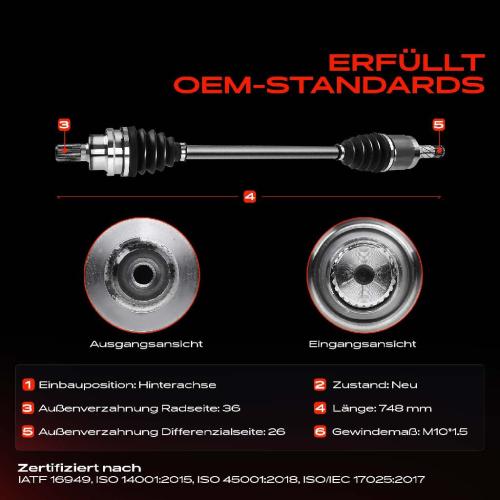 Frankberg 1x Antriebswelle Hinterachse Links oder Rechts für Ford Kuga I Volvo S60 S80 XC60 V70 Bild Frankberg 1x Antriebswelle Hinterachse Links oder Rechts für Ford Kuga I Volvo S60 S80 XC60 V70