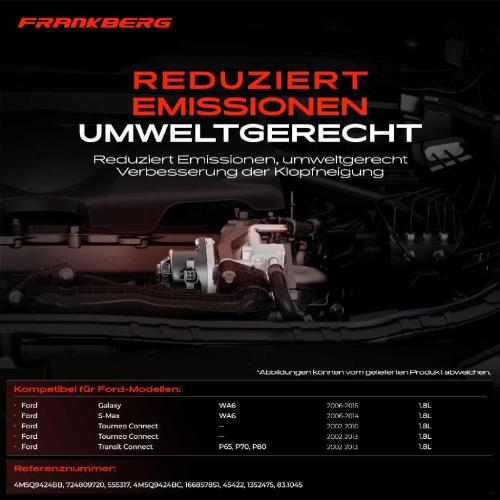 Frankberg 1x AGR-Ventil Abgasrückführungsventil für Ford Galaxy WA6 S-Max Tourneo Connect Transit Connect P65 P70 P80 Bild Frankberg 1x AGR-Ventil Abgasrückführungsventil für Ford Galaxy WA6 S-Max Tourneo Connect Transit Connect P65 P70 P80