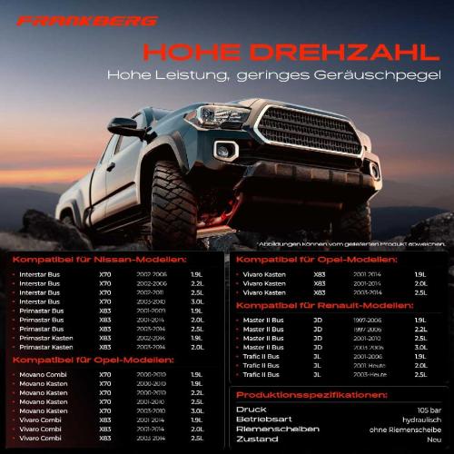 Frankberg 1x Servopumpe hydraulisch für Nissan Interstar Primastar Opel Movano Vivaro Bild Frankberg 1x Servopumpe hydraulisch für Nissan Interstar Primastar Opel Movano Vivaro