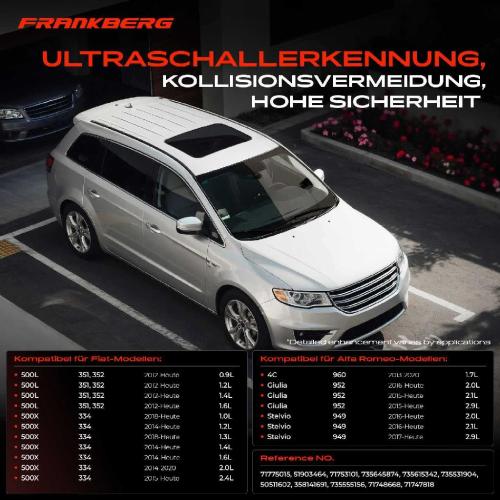 Frankberg 4x Parksensor PDC Sensor Vorne und Hinten für Alfa Romeo Giulia Stelvio Fiat Panda Bild Frankberg 4x Parksensor PDC Sensor Vorne und Hinten für Alfa Romeo Giulia Stelvio Fiat Panda