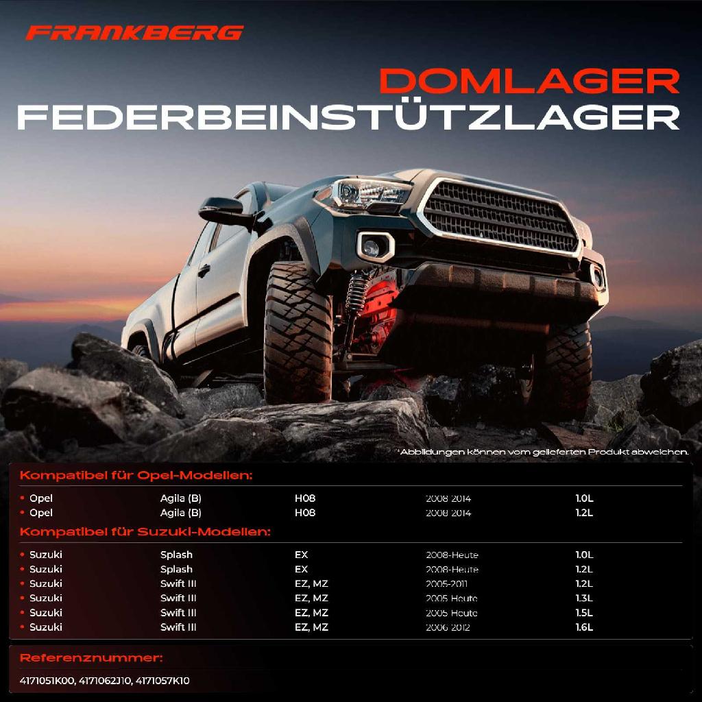1x Domlager Federbeinstütz lager für Opel Agila (B) Suzuki Splash Swift III
