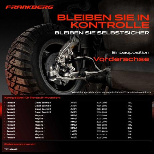 Frankberg 2x Spurstange Vorderachse für Renault Grand Scénic II Megane Coupé-Cabriolet Kombi Stufenheck Bild Frankberg 2x Spurstange Vorderachse für Renault Grand Scénic II Megane Coupé-Cabriolet Kombi Stufenheck