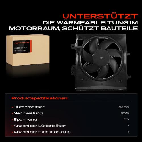 1x Motorkühller Einfachlüfter mit Kühlerlüfterrahmen Citroën C3 DS DS3 Peugeot 207 1007 1.0L-1.6L Bild 1x Motorkühller Einfachlüfter mit Kühlerlüfterrahmen Citroën C3 DS DS3 Peugeot 207 1007 1.0L-1.6L