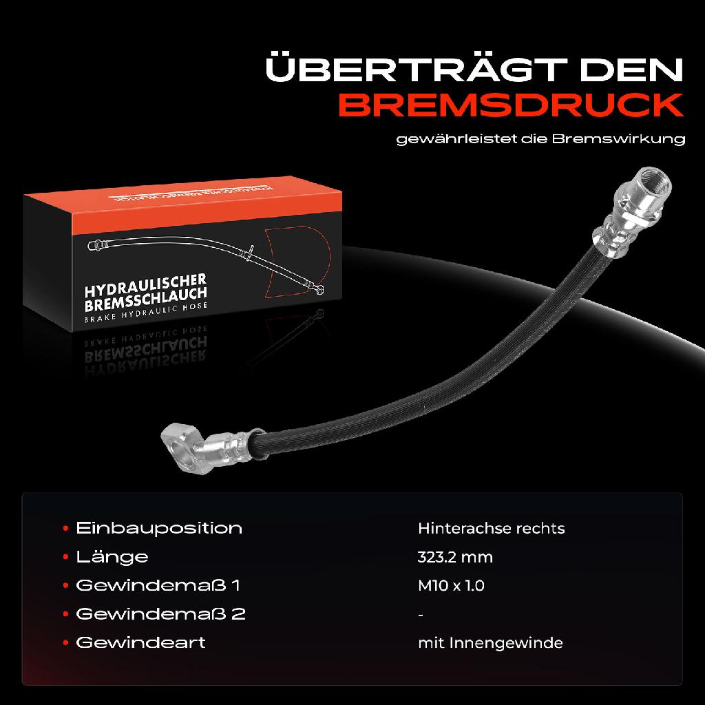 1x Bremsschlauch Bremsschläuche Hinterachse Rechts für Saab 9-3 YS3F 2002-2015 1.8L-2.8L