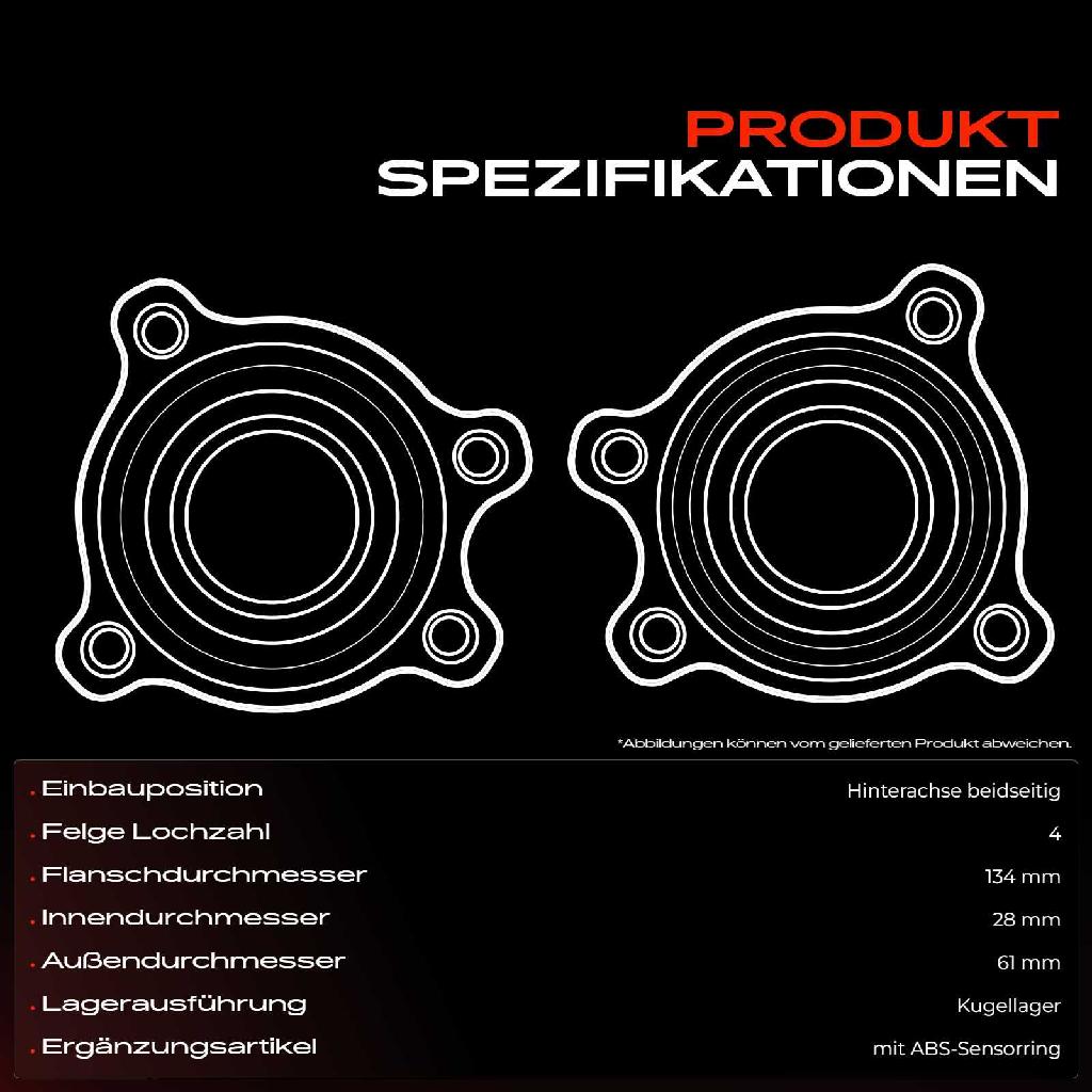 2x Radnabe Radlagersatz Hinterachse beidseitig für Honda City Stufenheck Jazz II 1.2L 1.3L 1.5L 2002-2008