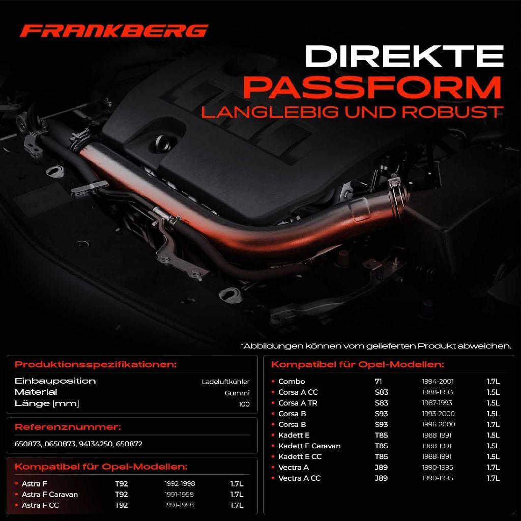 1x Kühlerschlauch Turboschlauch für Opel Astra F Caravan CC Combo Kasten/MPV Corsa A TR B Kasten/Schrägheck