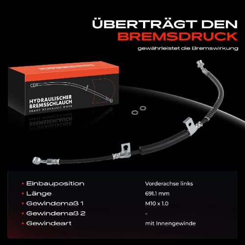 1x Bremsschlauch Bremsschläuche Vorderachse Links für KIA Sorento I JC 2.5L 3.3L Bild 1x Bremsschlauch Bremsschläuche Vorderachse Links für KIA Sorento I JC 2.5L 3.3L